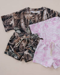 Brown Camo Slouchy Shorts Set