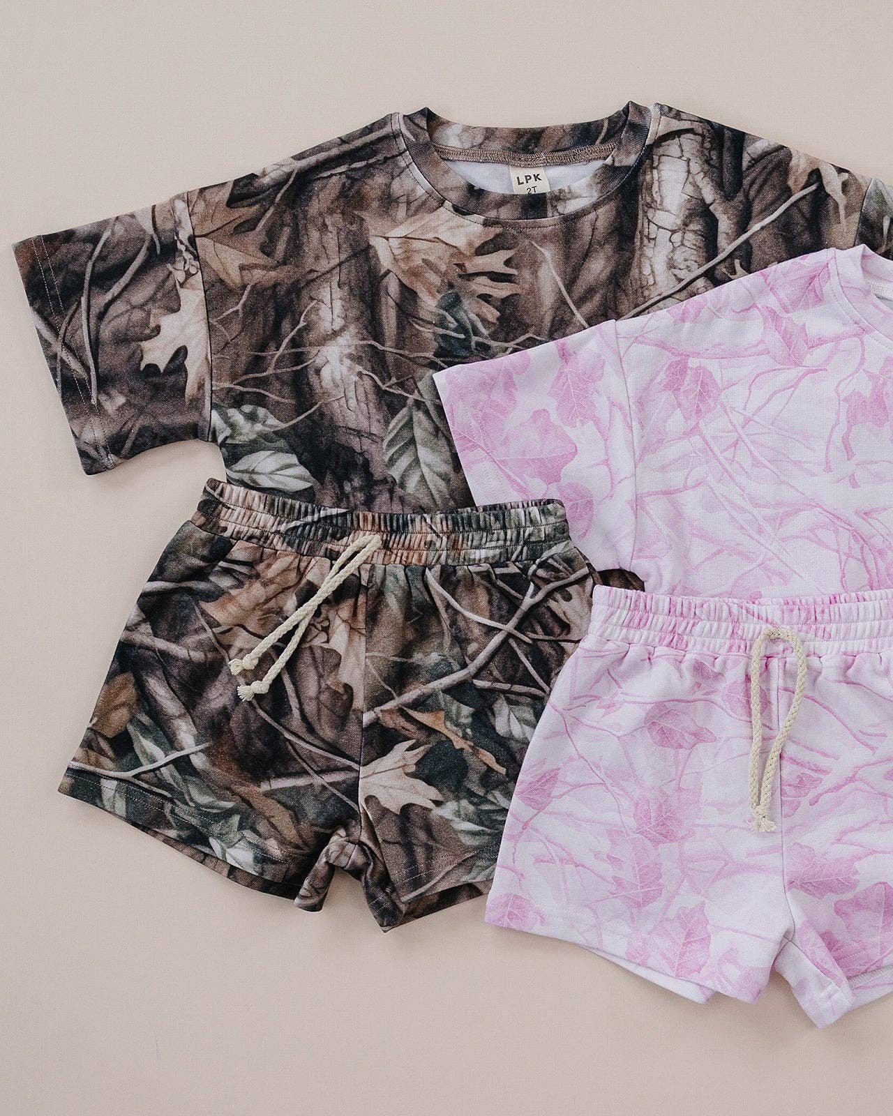 Brown Camo Slouchy Shorts Set