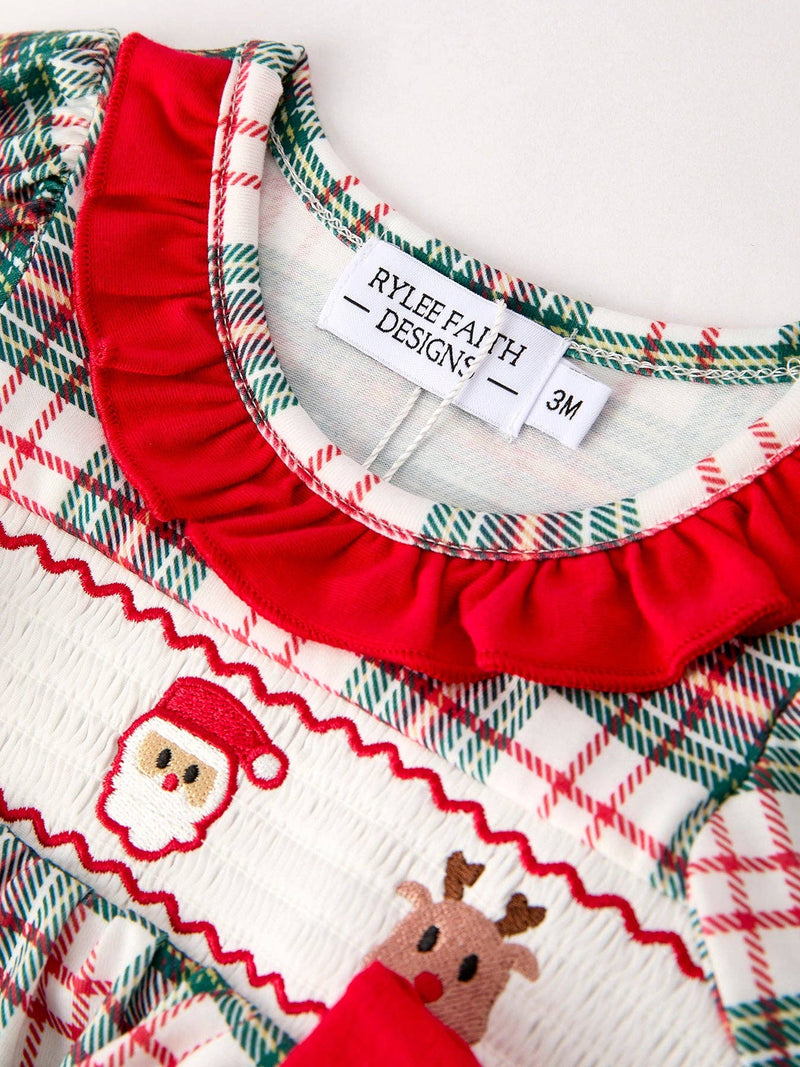Christmas Plaid Smocked Bloomer Set