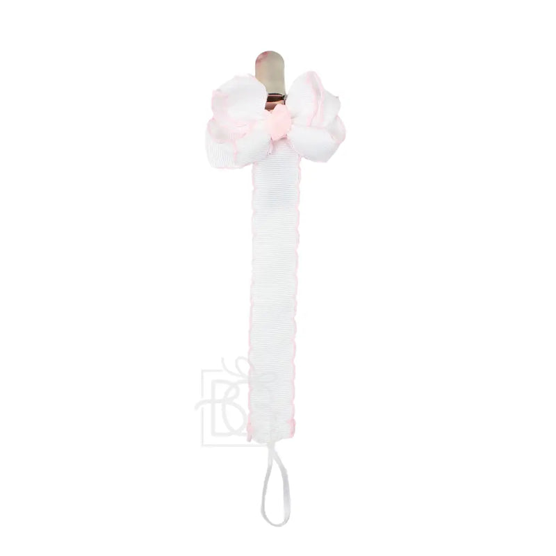 Scalloped Grosgrain Pacifier Clip w/ Detachable Bow