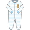 Gingerbread Land Zip Footie - Blue