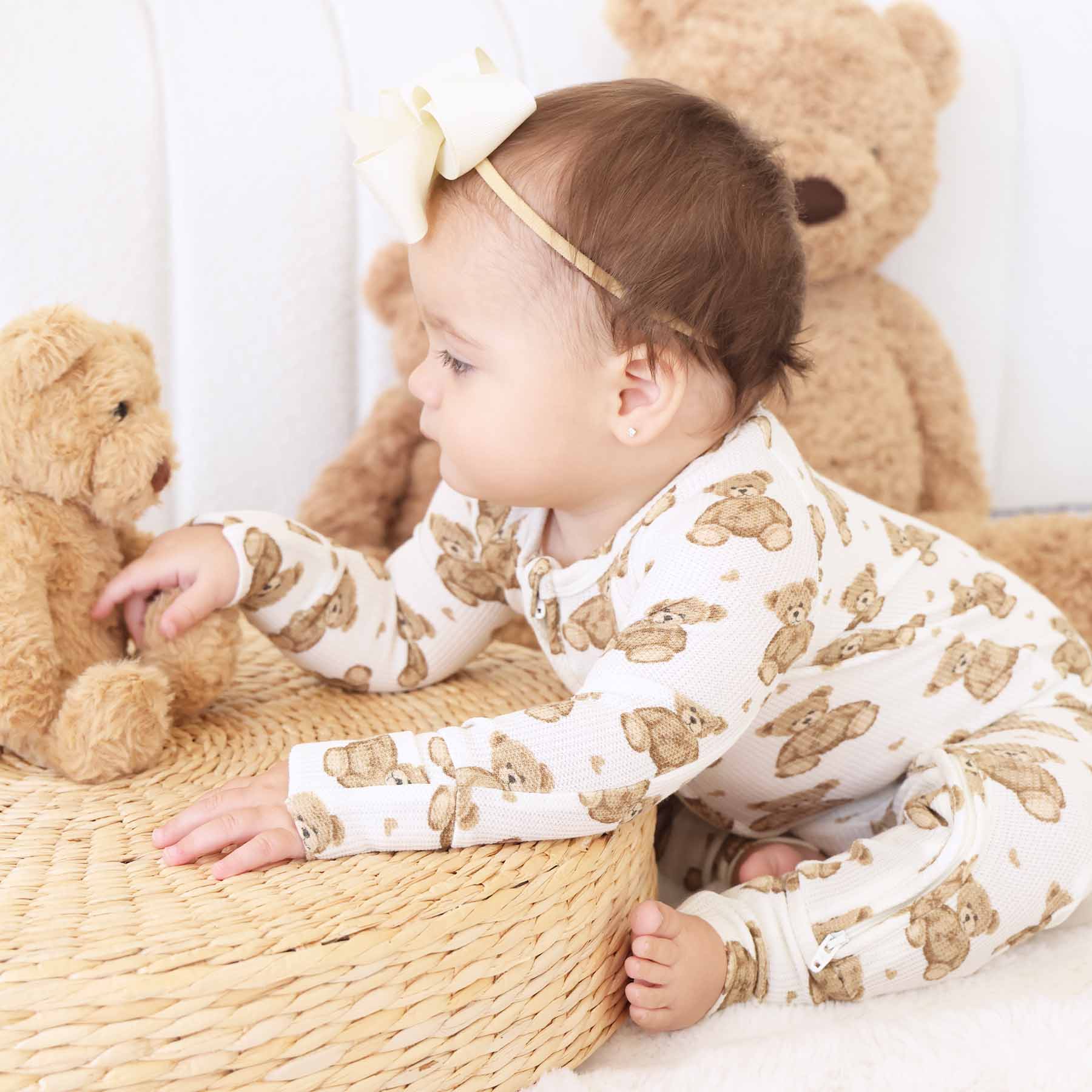 Beary Sweet Bamboo Waffle Convertible Zip Romper