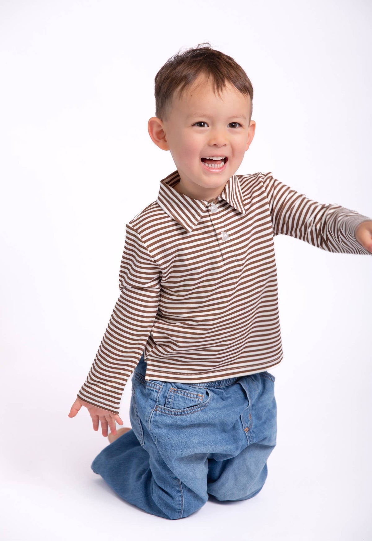Polo Sweatshirt - Chocolate Stripes