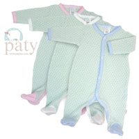 Paty Knit Solid Color Footie with Pima Trim