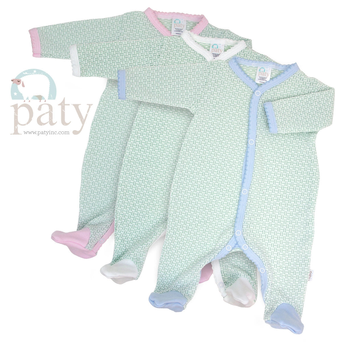 Paty Knit Solid Color Footie with Pima Trim