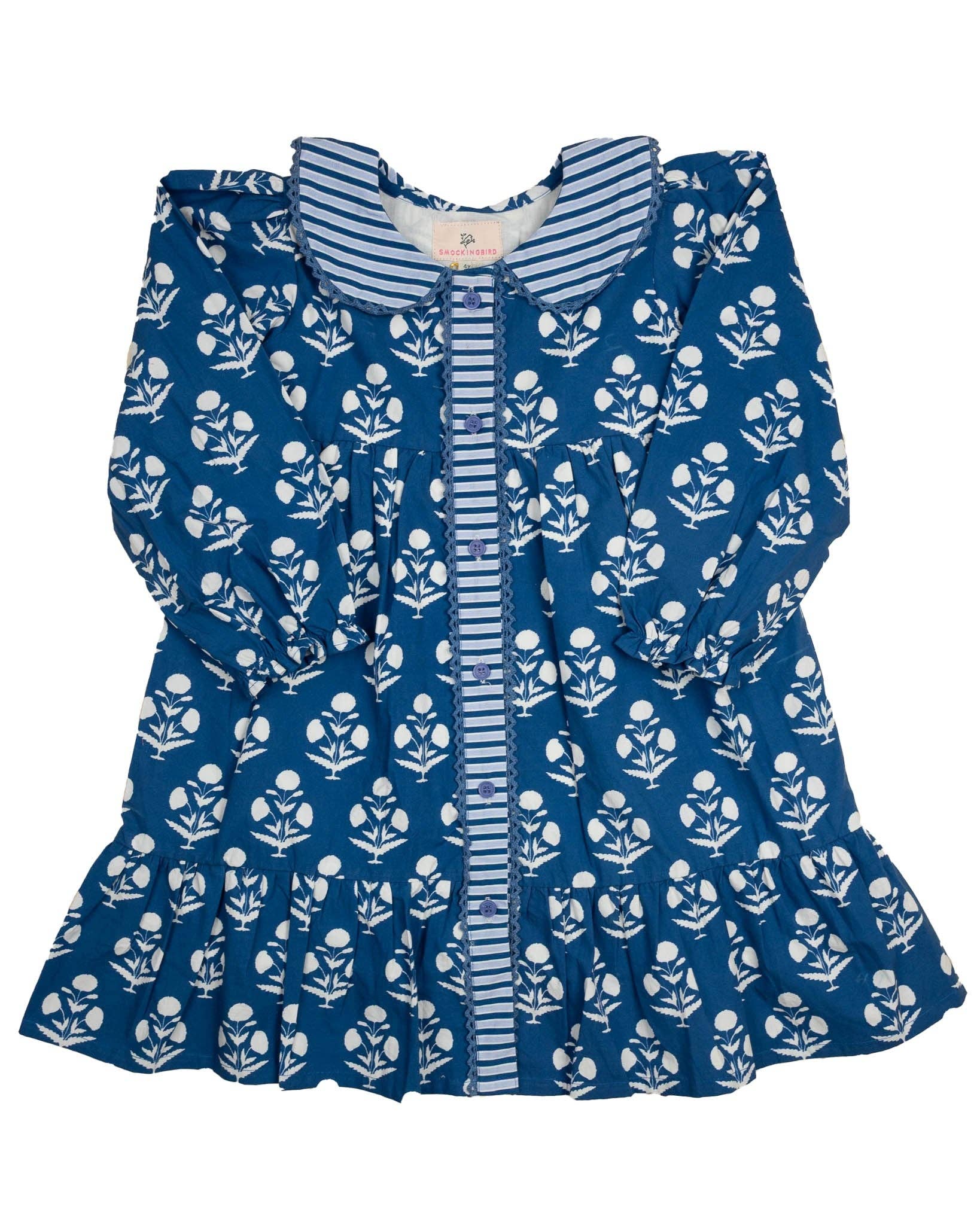 Midnight Bloom Block Print Dress