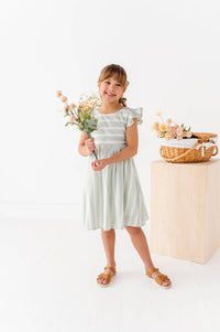 Mint Bay Stripes | TIE-BACK DRESS