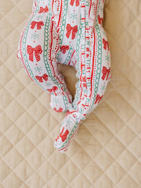 Retro Candy Cane Bamboo Zip Romper