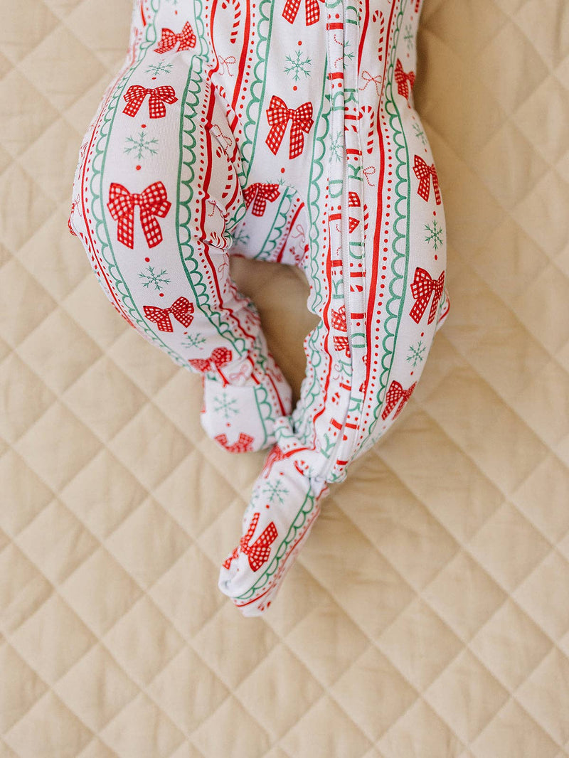 Retro Candy Cane Bamboo Zip Romper
