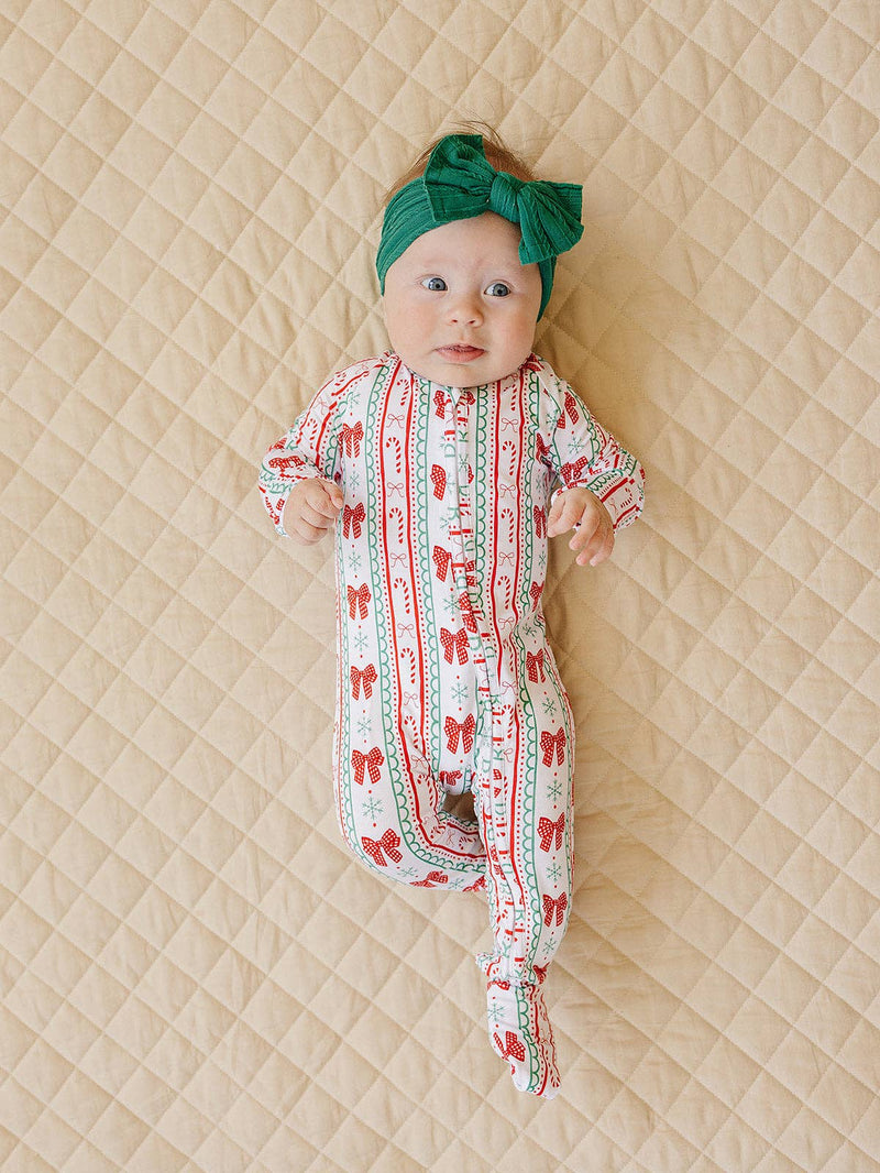Retro Candy Cane Bamboo Zip Romper