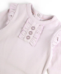 Lavender Knit Ruffle Henley Jumpsuit