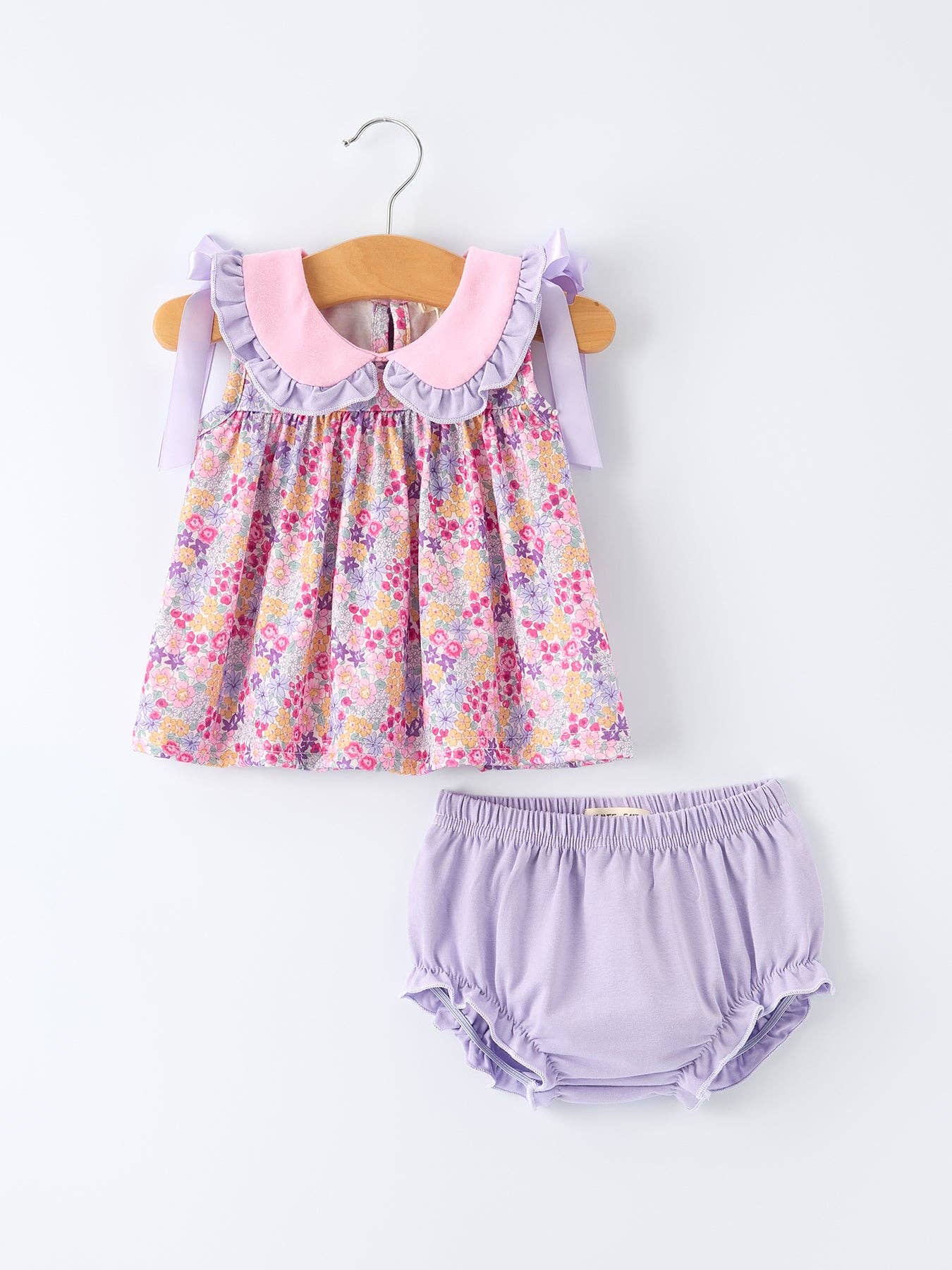 Spring Floral Bow Ruffle Bloomer Set