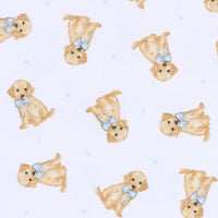 Sweet Golden Print Zip Footie - Light Blue