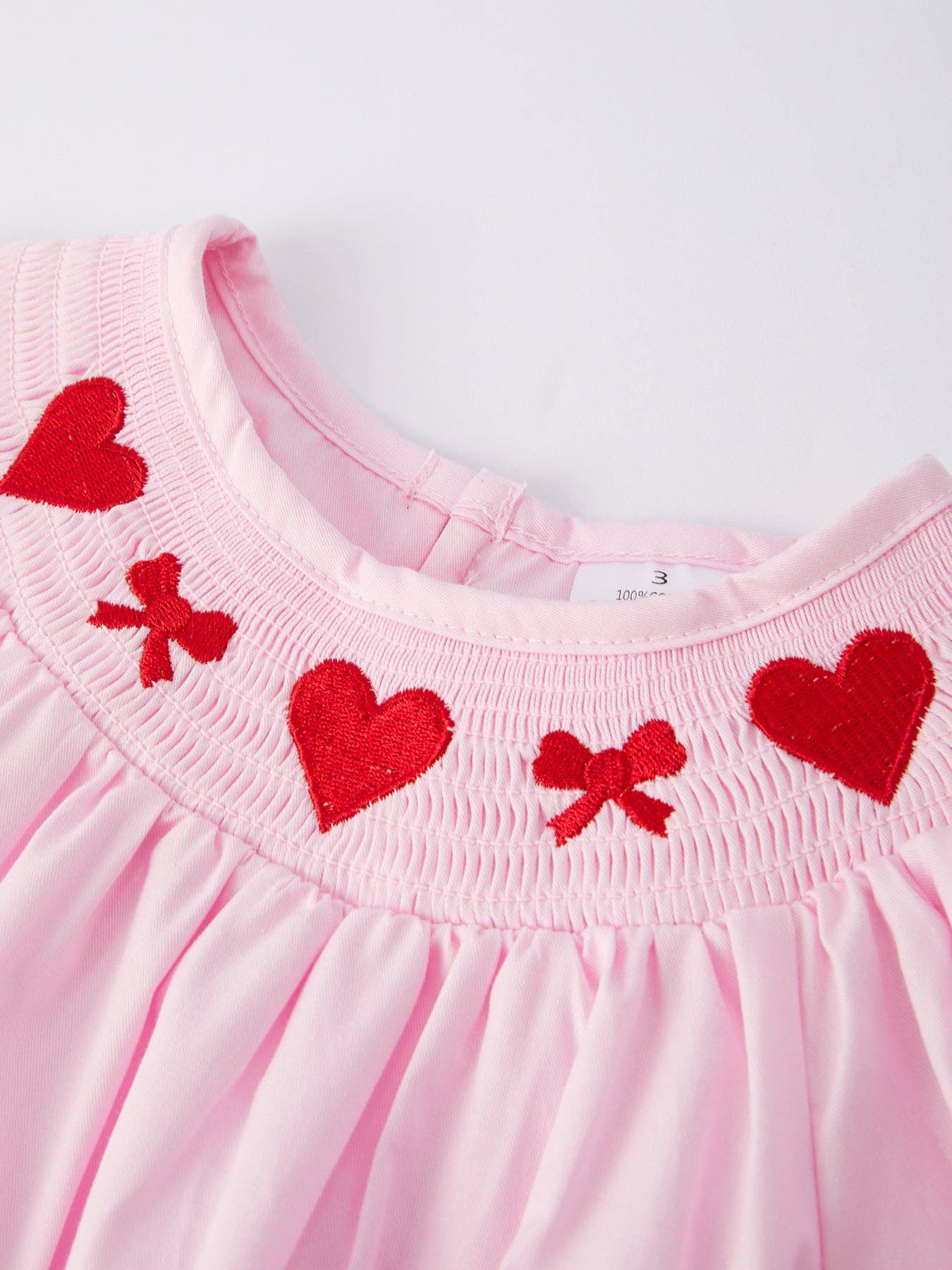 Heart Neck Smocked Embroidery Dress