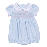 Piper's Classics Light Blue Girl Smocked Collared S/S Bubble