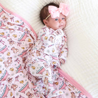 Bathtime Besties Ruffle Zipper Footie | Pink