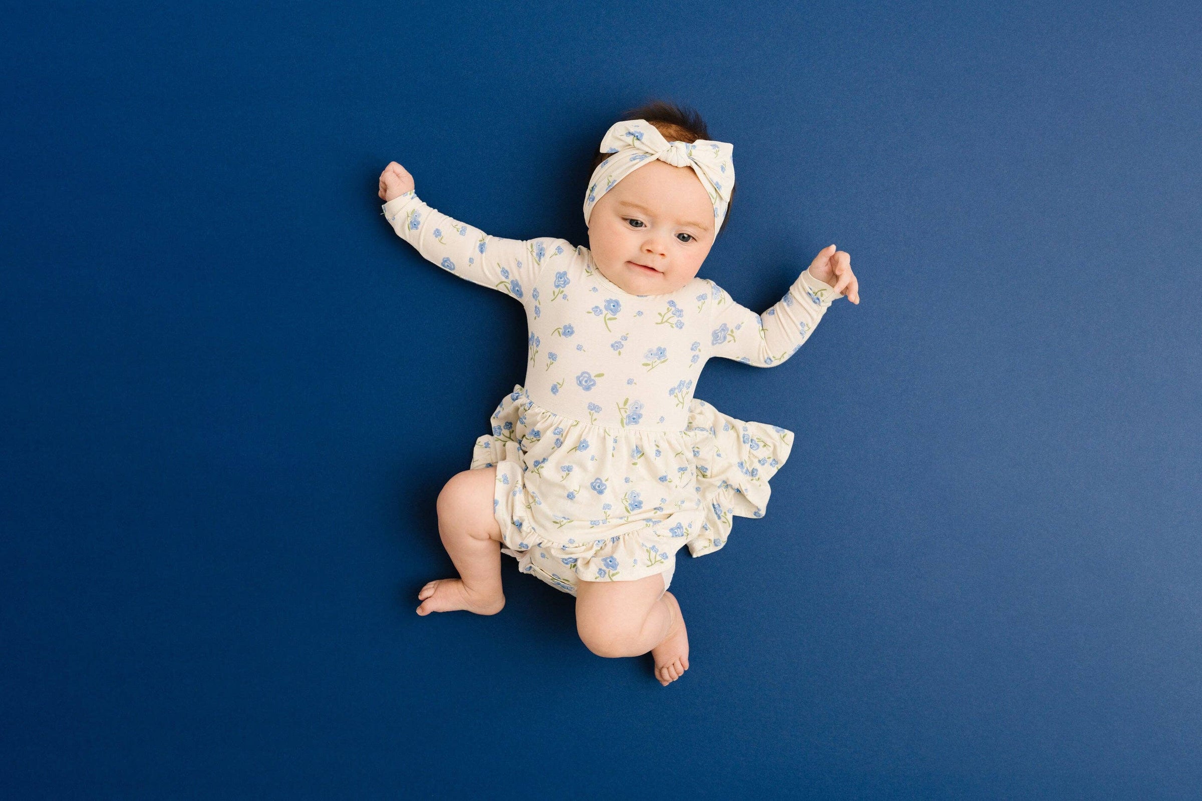 Blue Blooms Bodysuit Bamboo Dress