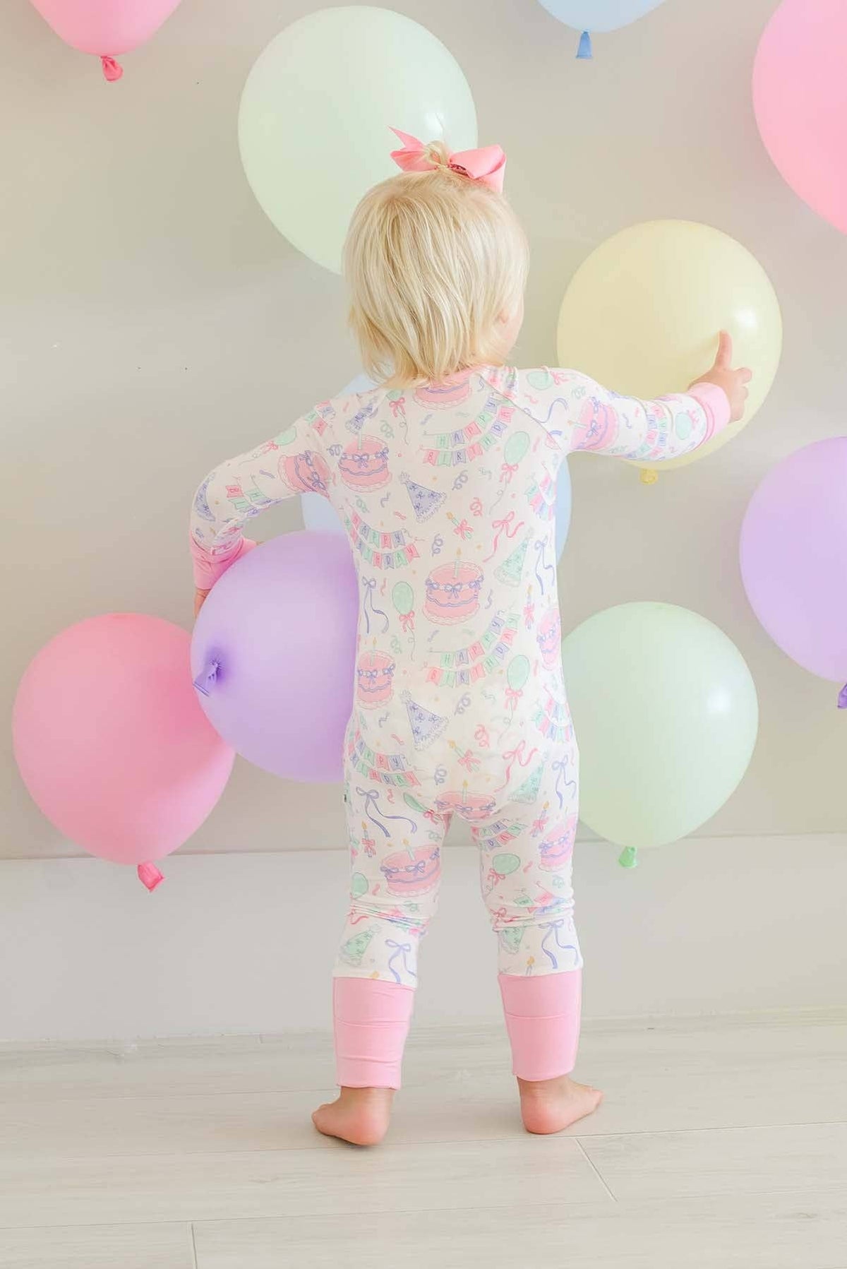 Bamboo Convertible Zipper Romper | Birthday Bash Pink