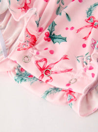 Holly Christmas Embroidery Smocked Bubble