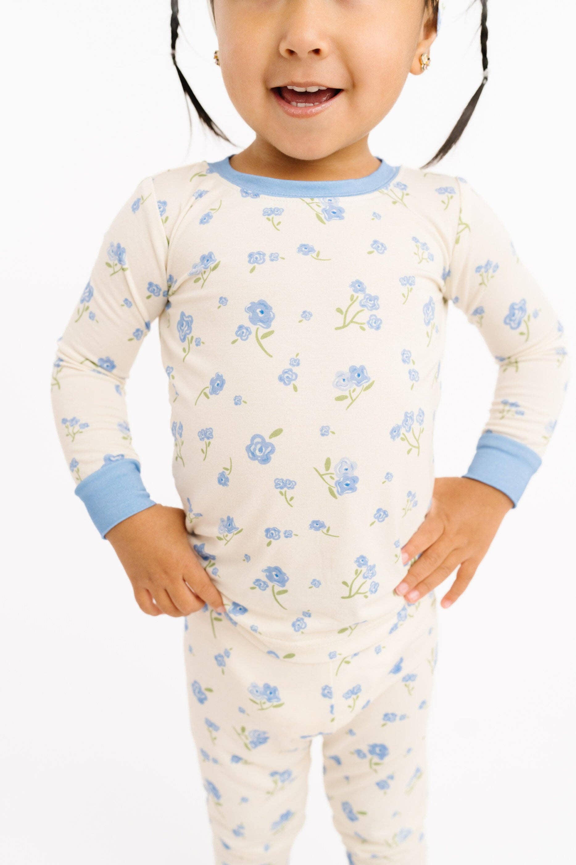 Blue Blooms Bamboo Set