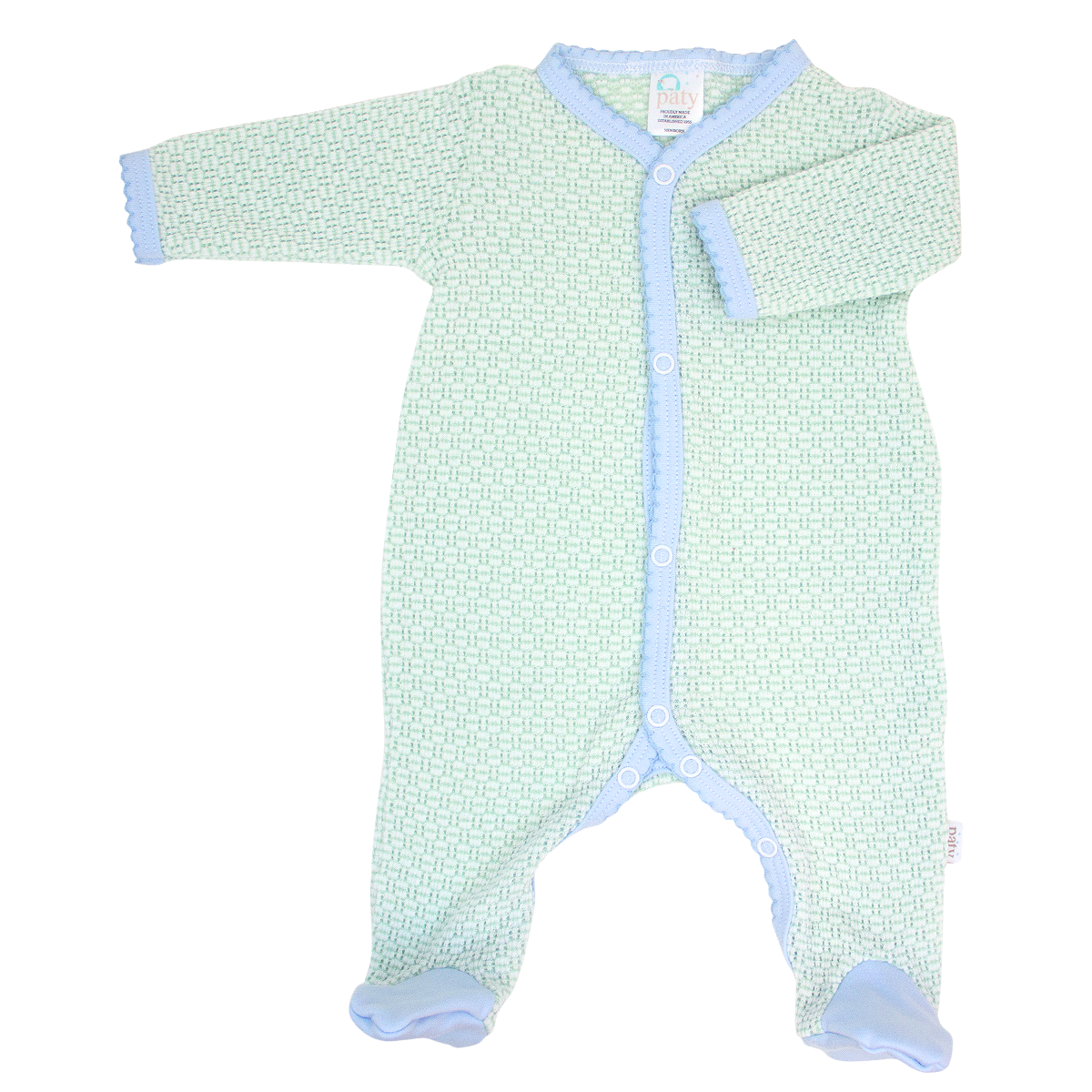 Paty Knit Solid Color Footie with Pima Trim