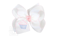 Embroidered Cupcake Crochet Edge Bows