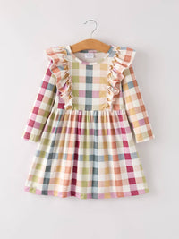 Fall Plaid Long Sleeve Dress