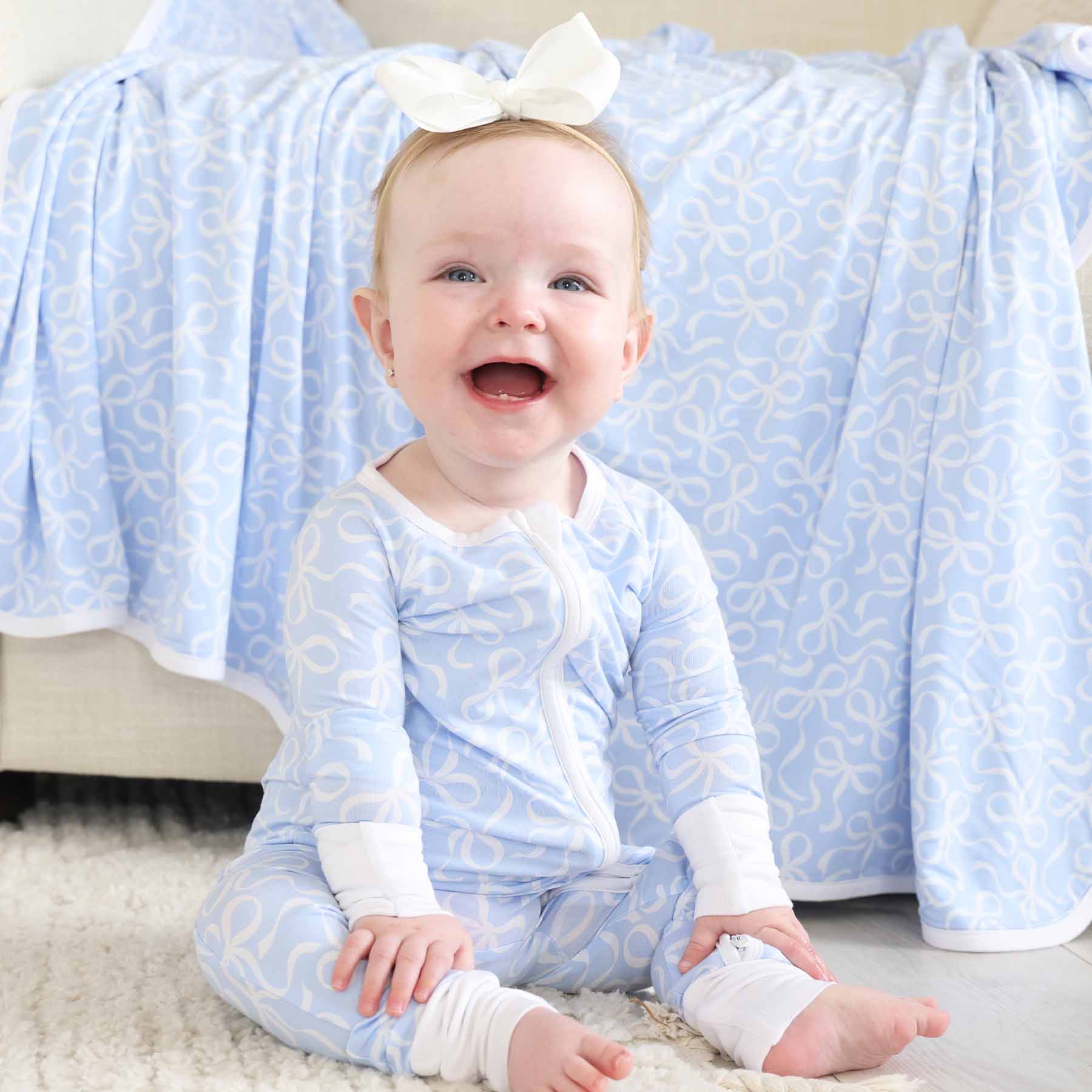 Blue-tiful Bows Convertible Zip Romper