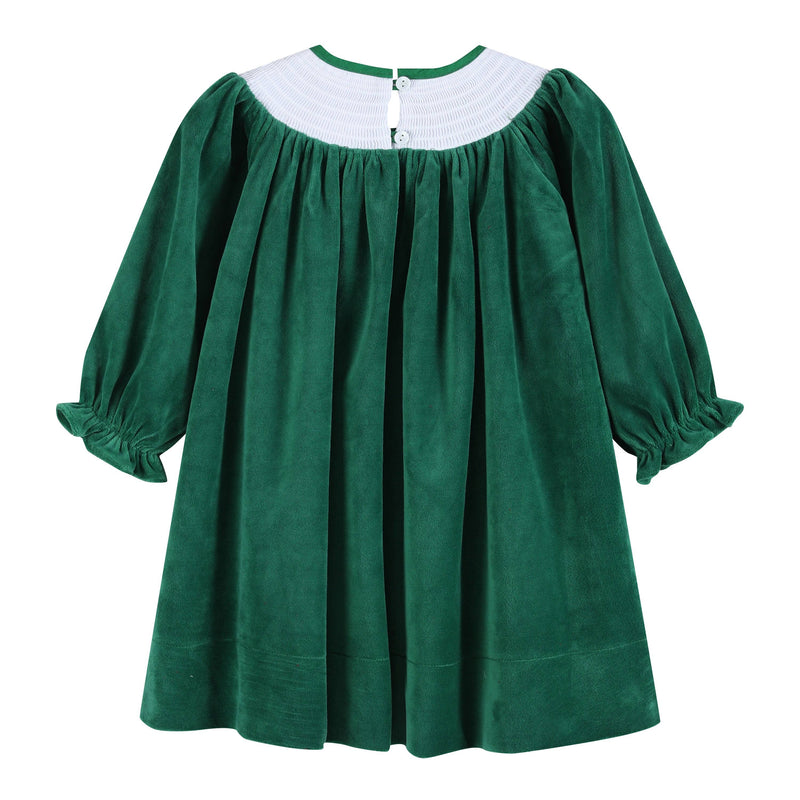Green Velour Nativity Smocked Dress