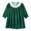 Green Velour Nativity Smocked Dress