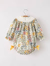 Fall Floral Embroidery Smocked Bubble