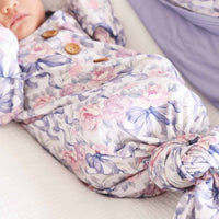 Leighton's Lavender Newborn Baby Knot Gown & Hat Set