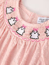 Pink Ghost Embroidery Smocked Bubble