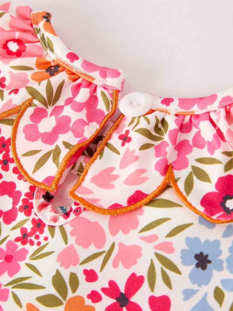 Pumpkin Bow Smock Embroidered Floral Dress