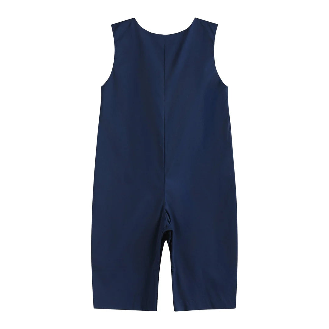 Blue Nativity Smocked Overalls