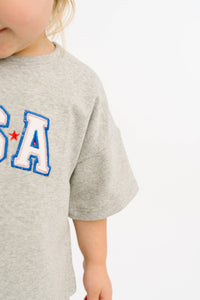 Gray USA Embroidered Slouchy Set