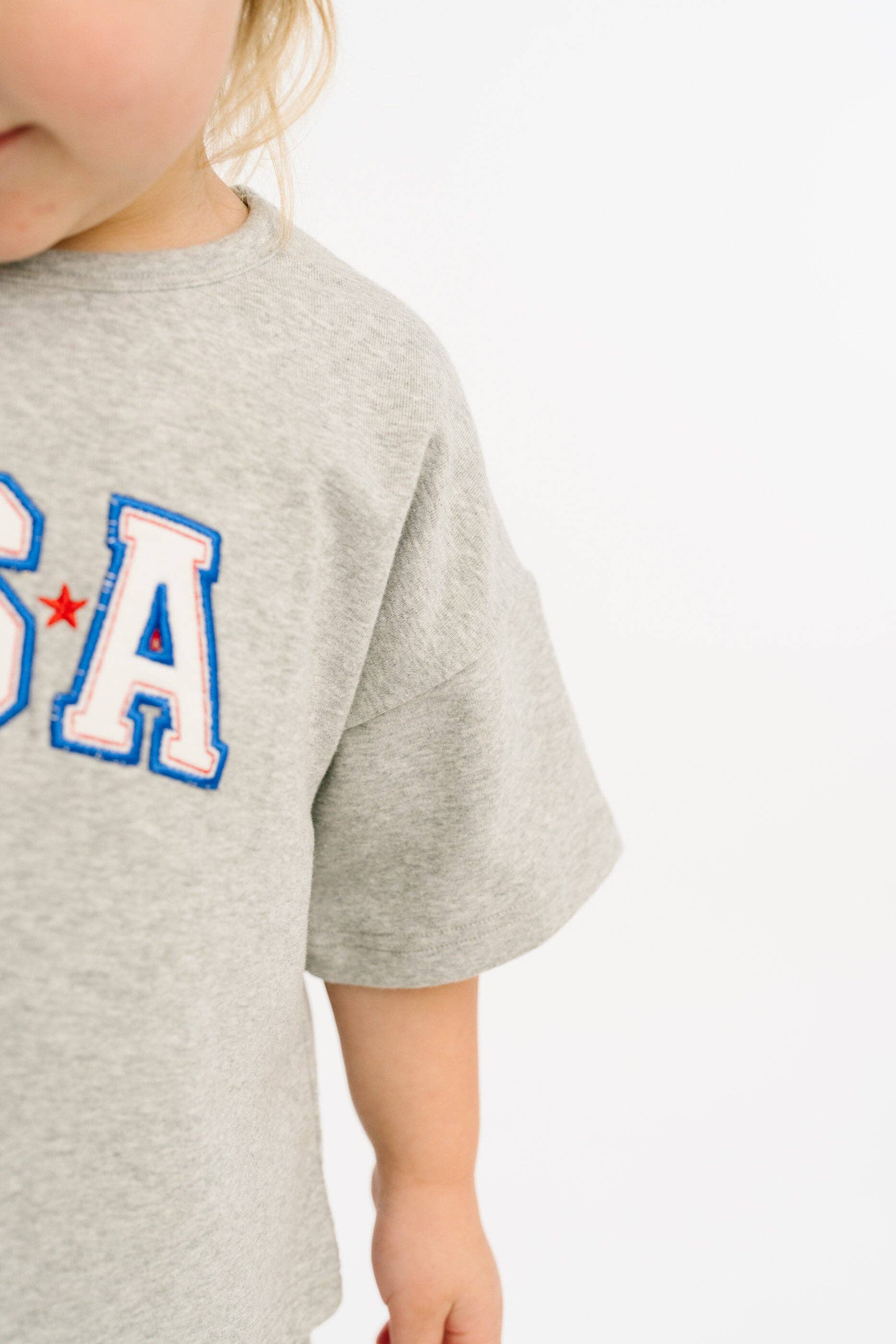 Gray USA Embroidered Slouchy Set
