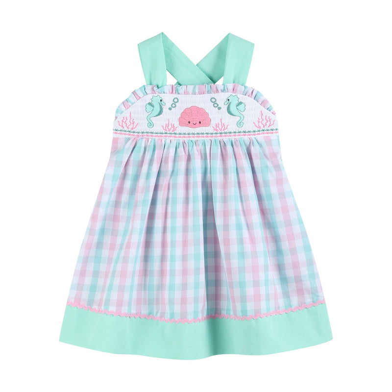 Beach Jellyfish Seahorse Plaid Dress