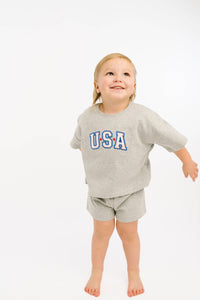 Gray USA Embroidered Slouchy Set