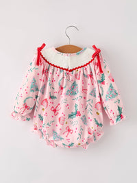Holly Christmas Embroidery Smocked Bubble
