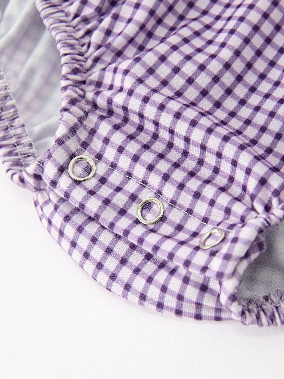 Purple Plaid Floral Collar Bubble Romper
