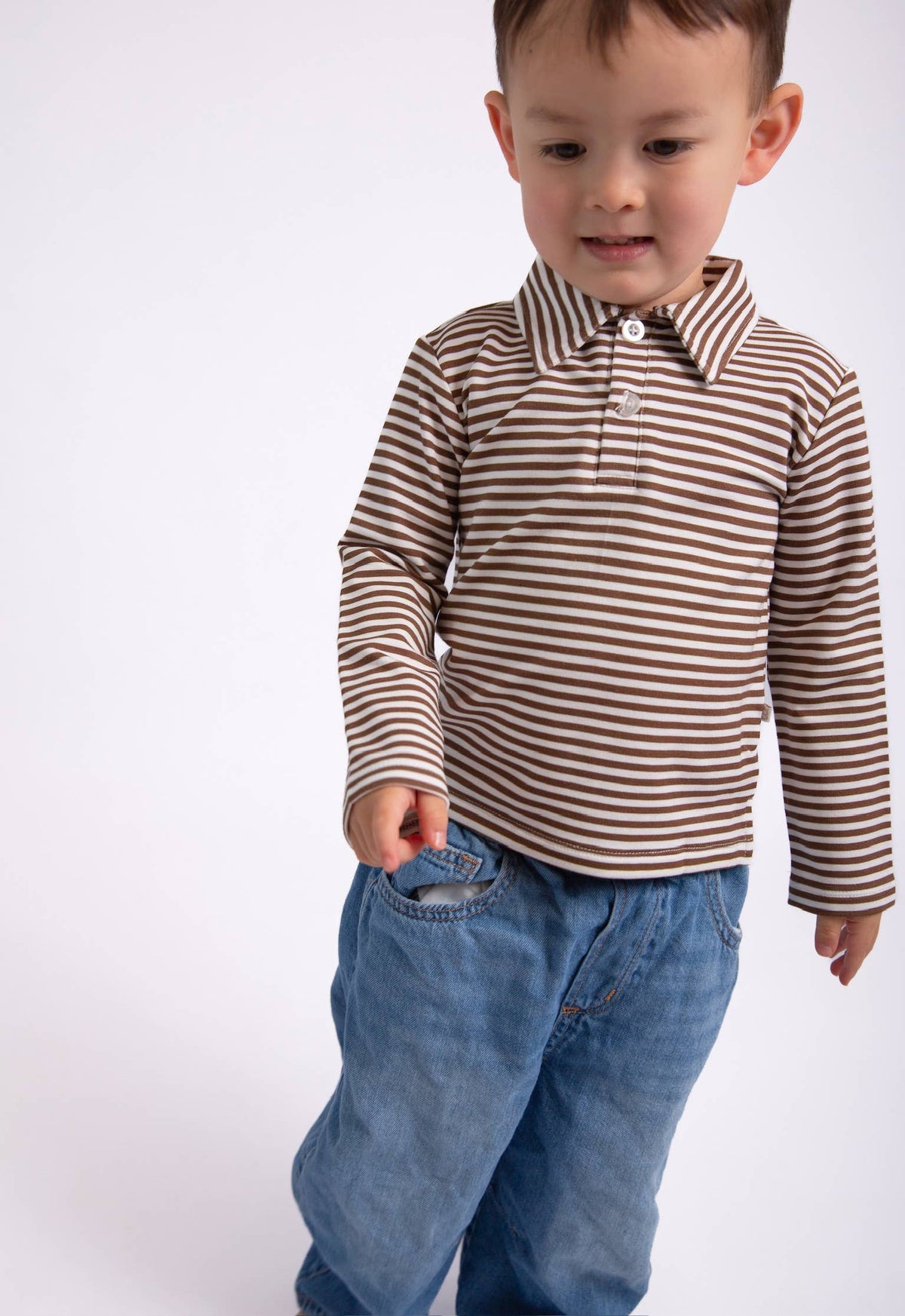 Polo Sweatshirt - Chocolate Stripes