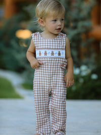 Christmas Plaid Gingerbread Romper