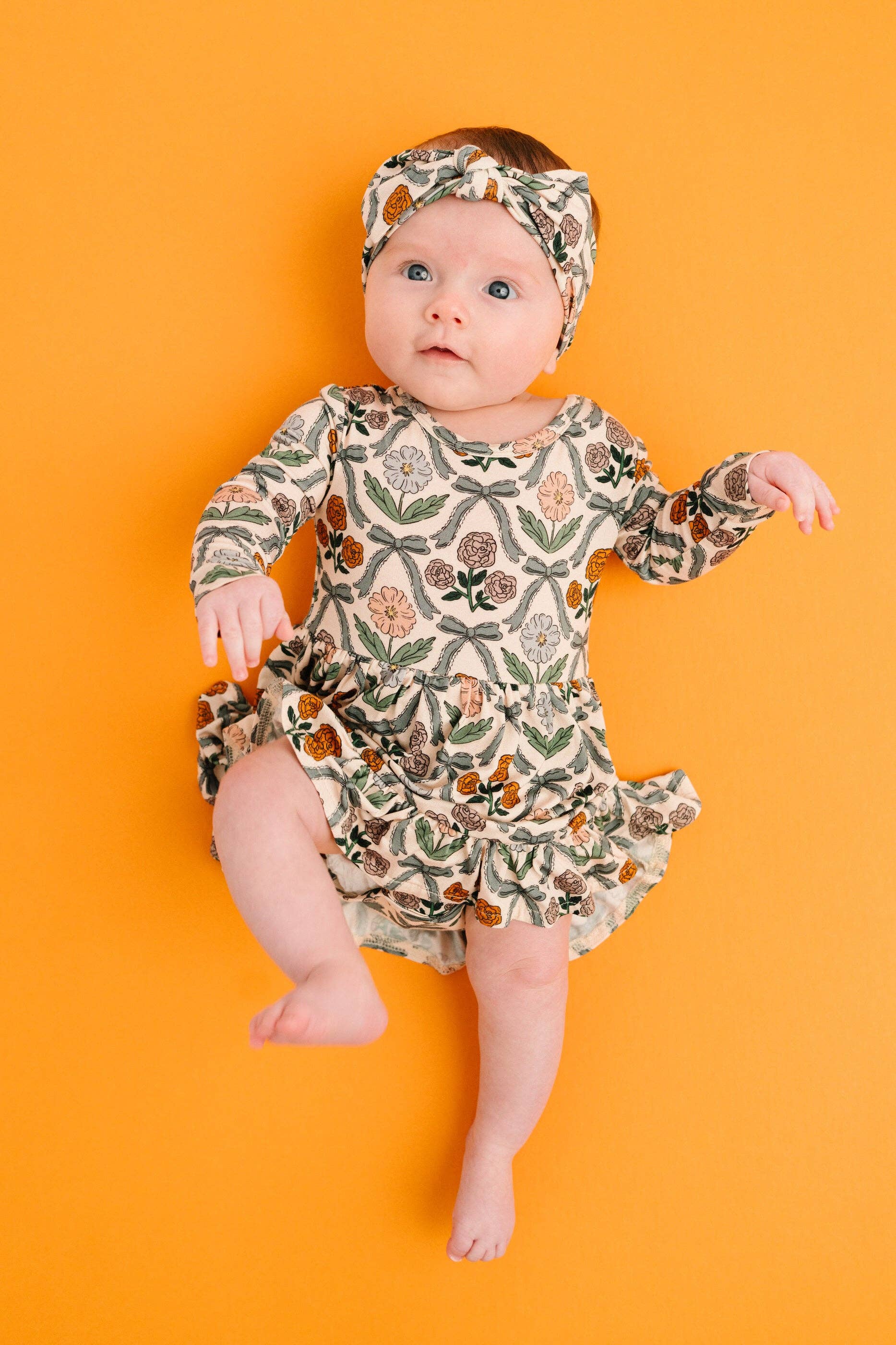 Cottage Bow Long Sleeve Bodysuit Bamboo Dress