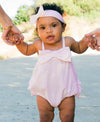 Seersucker Bow Front Woven Bubble Romper