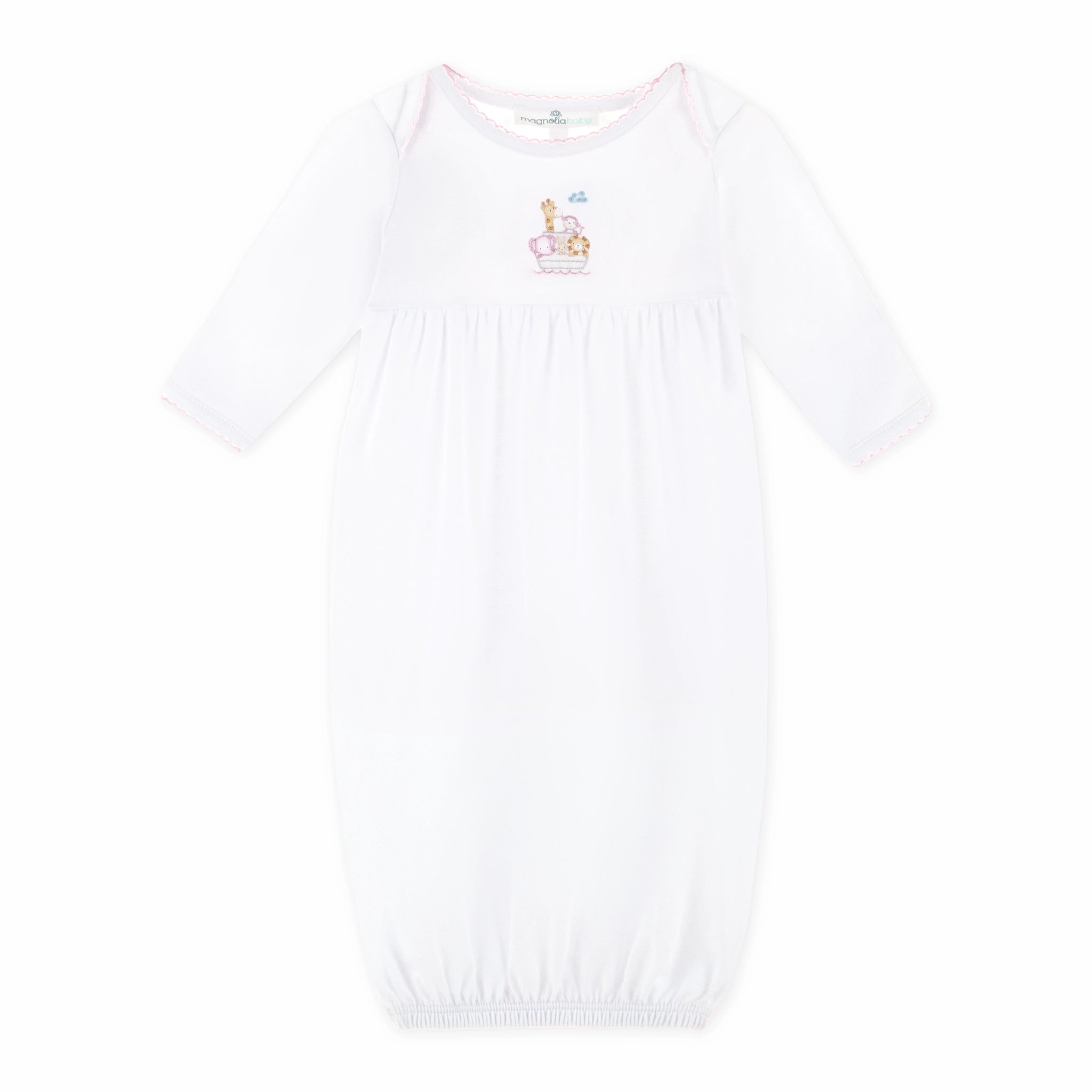 Noah's Ark Gathered Gown  - Pink