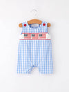 Flag Embroidered Smocked Boys Shortall