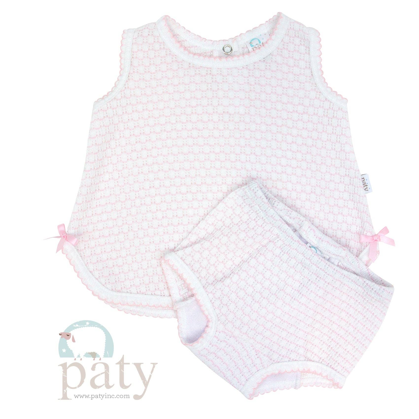 Paty Knit 2 Piece Diaper Set With Bows