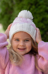 Bows Bobble Hat - Pink