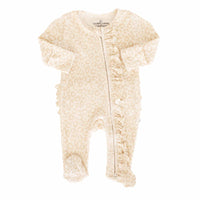 Lovely Leopard Bamboo Waffle Zipper Ruffle Footie